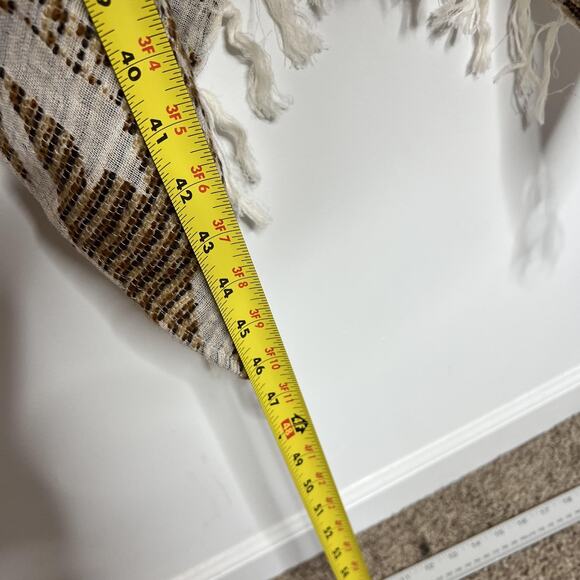 Soft Surroundings Poncho‎ Womens One Size Brown Tan Houndstooth Fringe Ruana - Picture 7 of 10